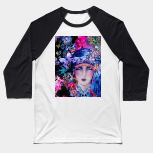 BRIGHT FLORAL ART DECO FLAPPER ORIGINAL COLLAGE POSTER 2 Baseball T-Shirt